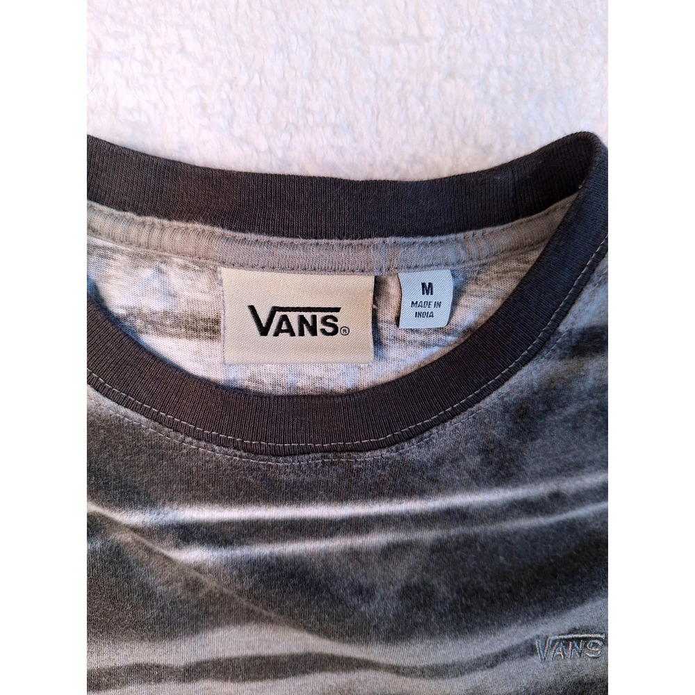 Vans Kids Medium Grey Black Tie Dye Striped Short Sleeve T-Shirt Skater Tee - Picture 3 of 5